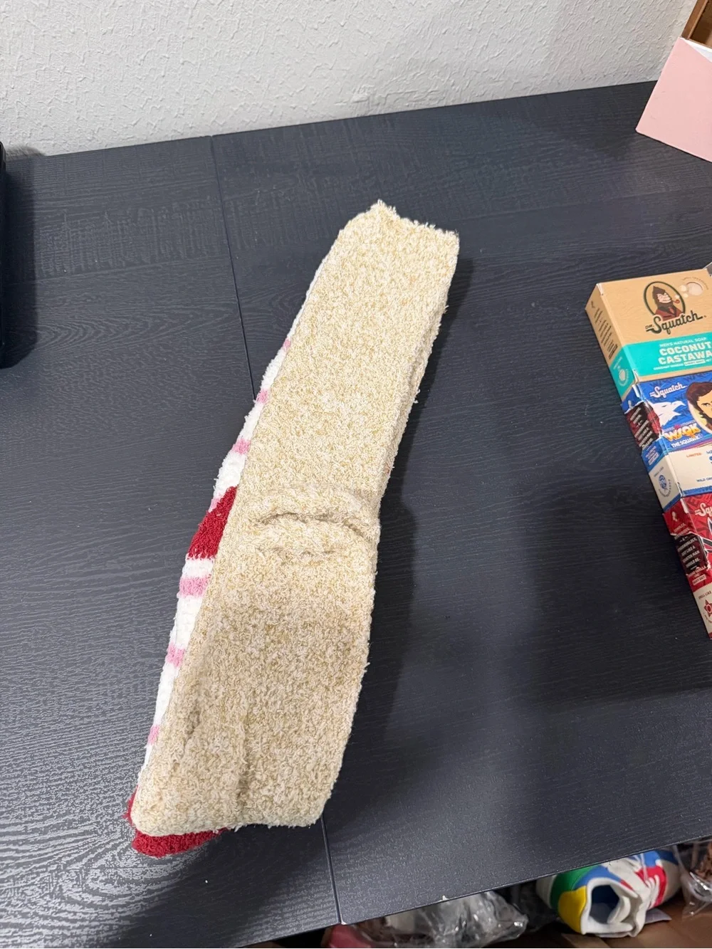 Knee High 2 Pairs of Socks White & Pink with Red Heart & Solid Tan